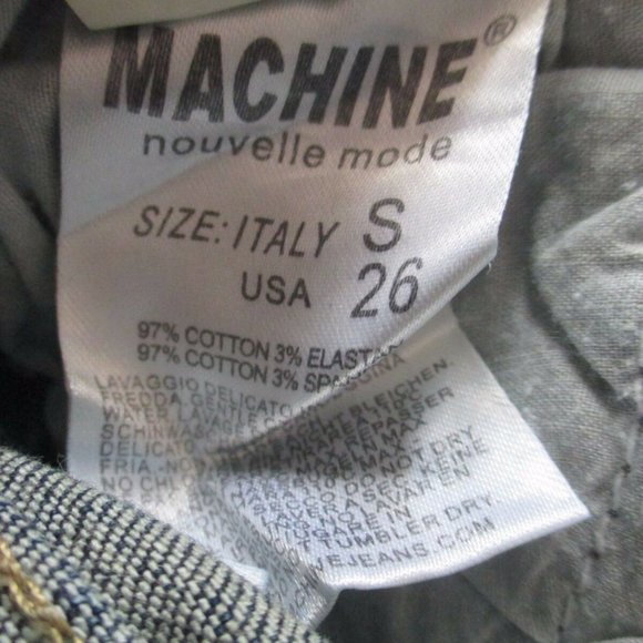 NWT MACHINE NOUVELLE MODE Dark Wash Patches Raw Hem Short Denim Overalls - Picture 3 of 10